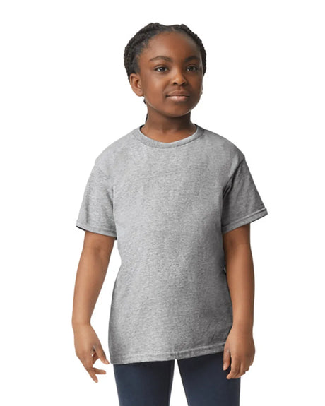 Gildan 5000B Youth Heavy Cotton T-Shirt Fabric - Sport Grey, Classic Fit, Short Sleeve (1 Piece)