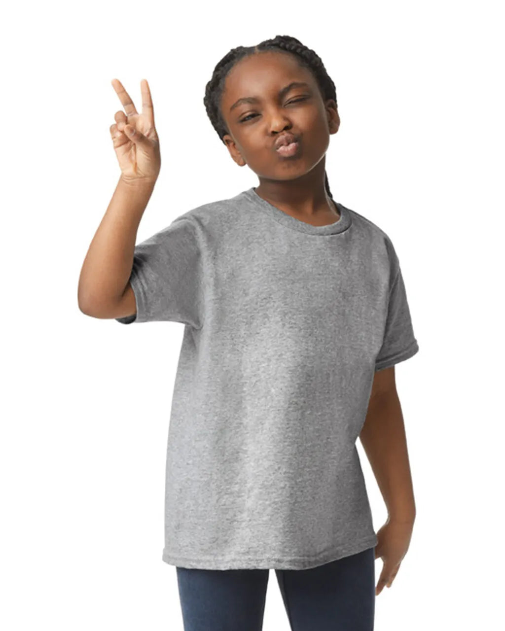 Gildan 5000B Youth Heavy Cotton T-Shirt Fabric - Sport Grey, Classic Fit, Short Sleeve (1 Piece)