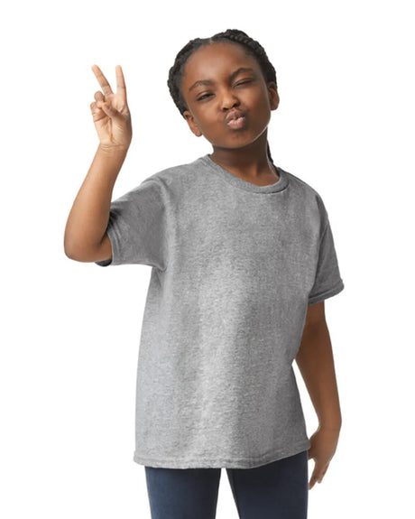 Gildan 5000B Youth Heavy Cotton T-Shirt Fabric - Sport Grey, Classic Fit, Short Sleeve (1 Piece)