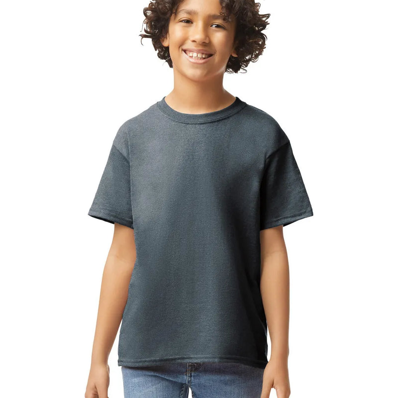 Gildan 5000B Youth Heavy Cotton Fabric - Dark Heather, Short Sleeve, Classic Fit (1 Shirt)