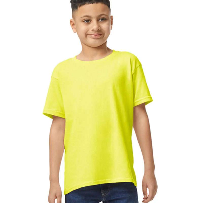 Gildan 5000B Youth Heavy Cotton Fabric - Safety Green, Short Sleeve, Classic Fit (1 Shirt)