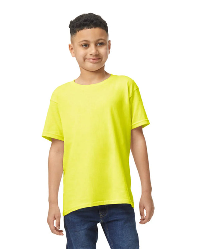 Gildan 5000B Youth Heavy Cotton Fabric - Safety Green, Short Sleeve, Classic Fit (1 Shirt)
