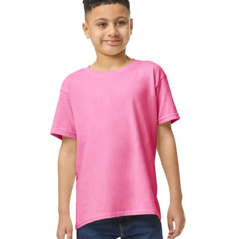 Gildan 5000B Youth Heavy Cotton Fabric - Safety Pink, Short Sleeve, Classic Fit (1 Piece)