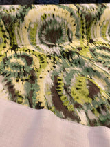 Urban Green Cotton Fabric - Ikat, Green/Dark Green/Brown/White/Beige, 57" Width (By The Yard)