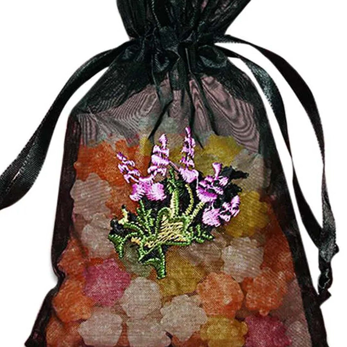 Lavender Flower Embroidered Organza Bags 4'' x 6'' for Favors