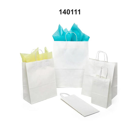 Practical Plain White Kraft Shopping Bag 6" x 3 1/4" x 8 3/8"