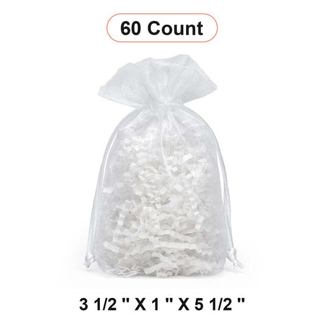 Flat Bottom Organza Bags 3 1/2'' x 1''x 5 1/2'' for Gift Wrapping