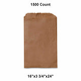 Flat Kraft Paper Bags 16" x 3 3/4" x 24"