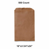 Flat Kraft Paper Bags 16" x 3 3/4" x 24"
