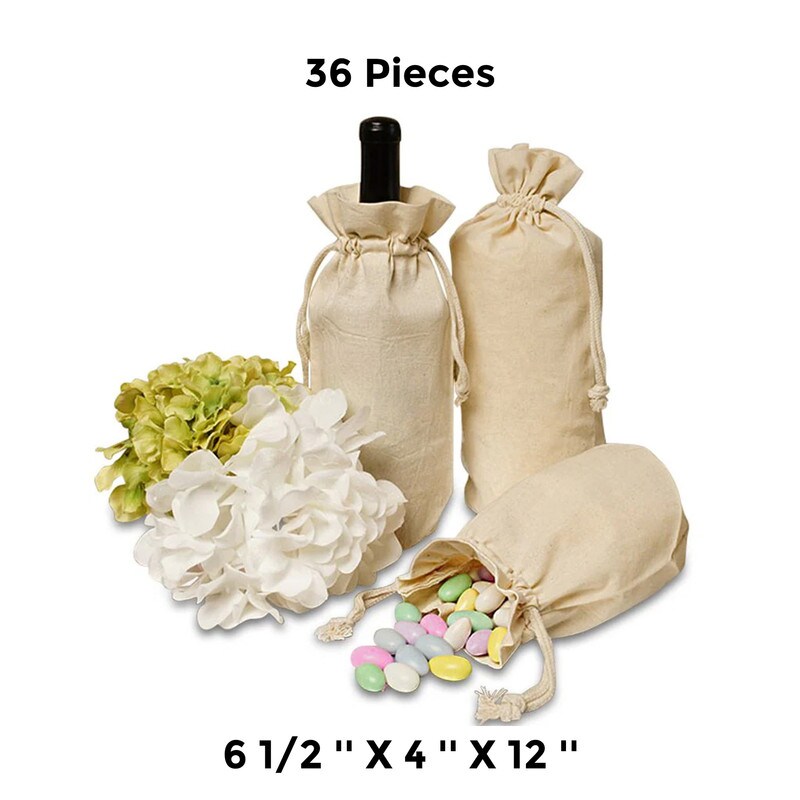 Spacious Round Bottom Cotton Muslin Bag 6 1/2" x 4" x 12"