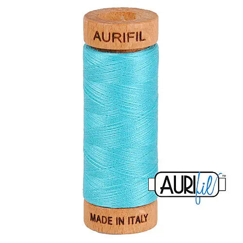 Cotton Thread 80wt Bright Turquoise Aurifil Spool