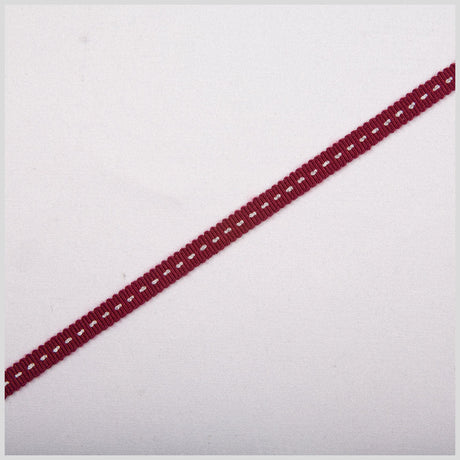 Wine Stitched Grosgrain Ribbon - 0.19"