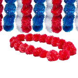 3 Ft. Patriotic Pom Pom Red, White & Blue Plastic Leis 12 Pc.