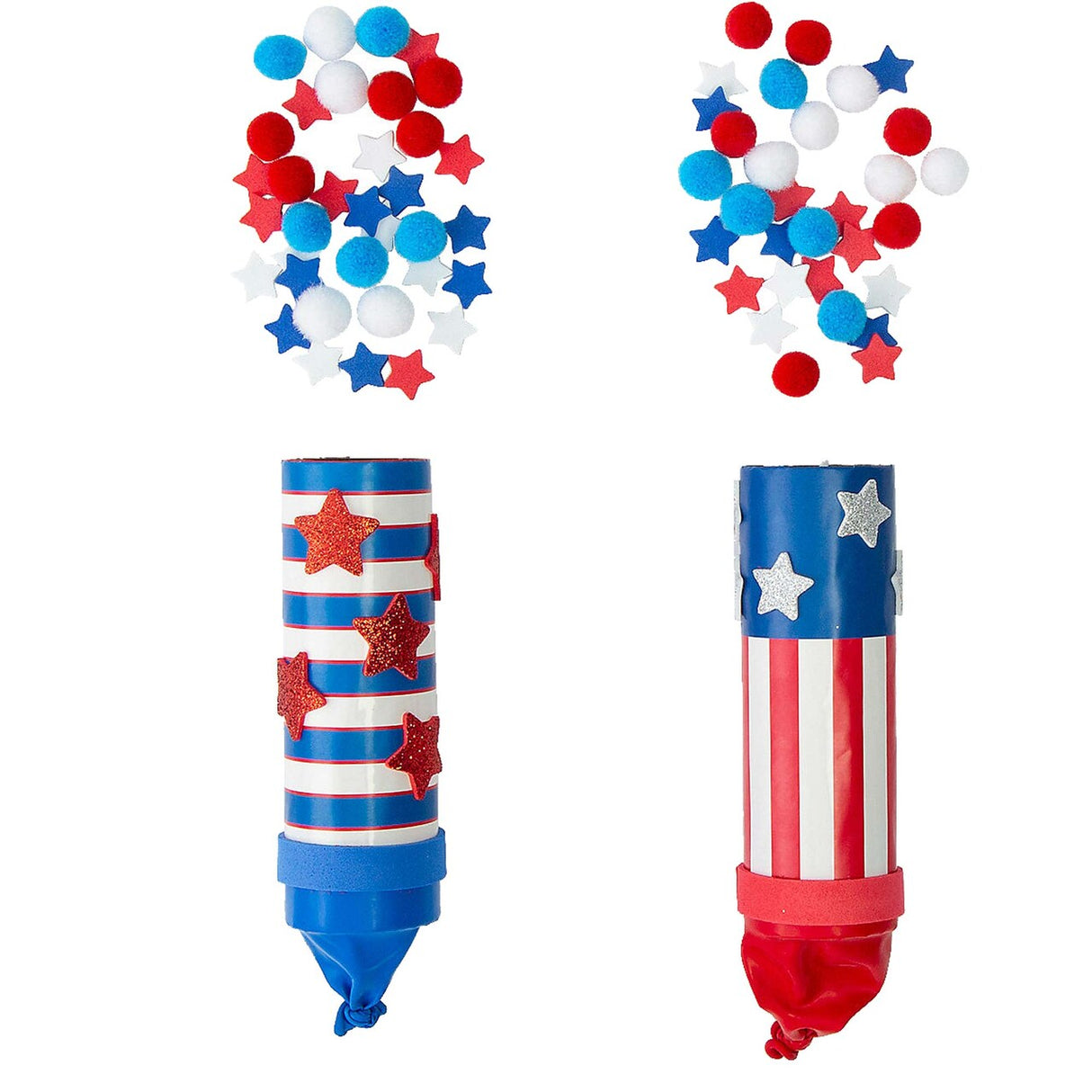 1 3/4" x 6 1/4" Patriotic Confetti Popper Craft Tube Craft Kit Makes 12