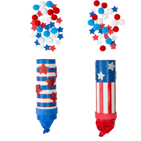 1 3/4" x 6 1/4" Patriotic Confetti Popper Craft Tube Craft Kit Makes 12