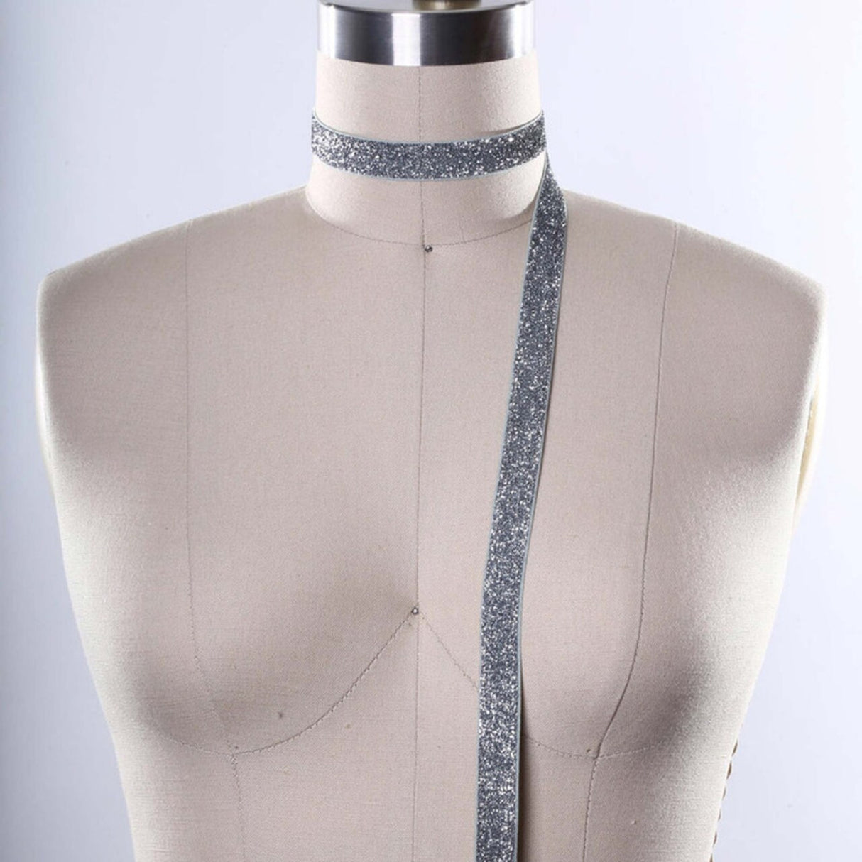 2 Yards Silver Glitter Elastic Trim 5/8" Stretchy Headband Elastic