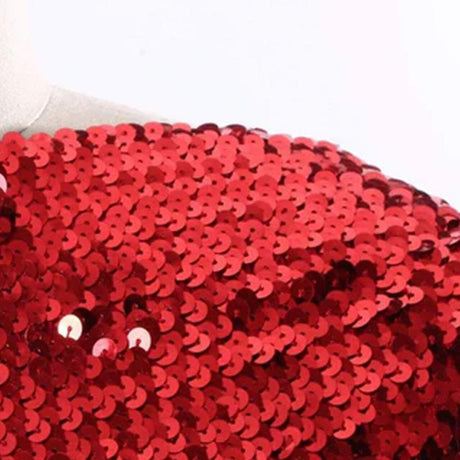 1 Yard 6" Red Stretch Sequin Ribbon Trim