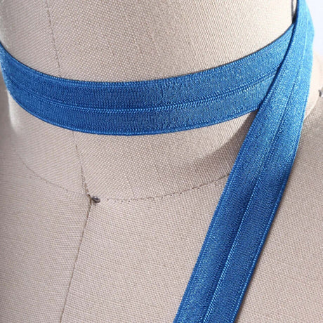 3 Yards Teal Blue Fold Over Elastic 5/8" Soft Trim for Hairbands & Crafts