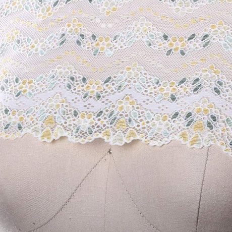 1 Yard 7" Lemony Flowers Stretch Lace Trim Vintage Style Wedding DIY Sewing Decoration
