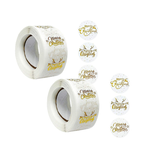 Wrapables Christmas Stickers Label Roll Holiday Stickers 500 Pc Gold Foil Merry Christmas
