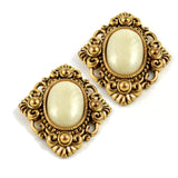 1.75" x 1.5" Small Gothic Antique Gold Ivory Cameo Pendant