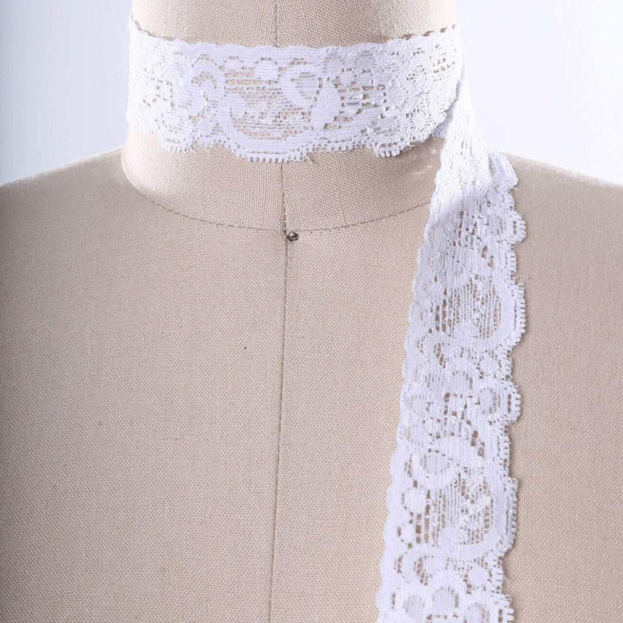 2 Yards White Stretch Lace 1" Wide Floral Elastic Trim for Sewing, Lingerie & Crafts
