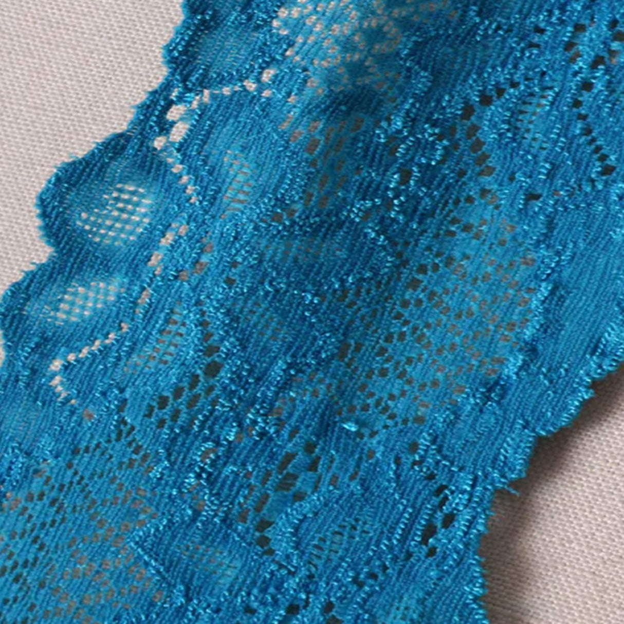 2 Yards Teal Blue Wide Stretch Lace Trim 2.5" Floral Elastic for Lingerie, Sewing & Crafts
