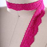 2 Yards Hot Pink Stretch Lace Trim 1" Floral Elastic Ribbon for Sewing, Lingerie & Crafts