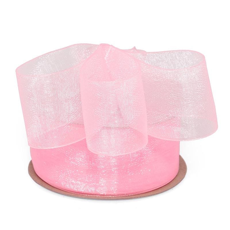 Shimmer Sheer Organza Ribbon – Pink, 3/8" x 25 Yards (1 Roll)