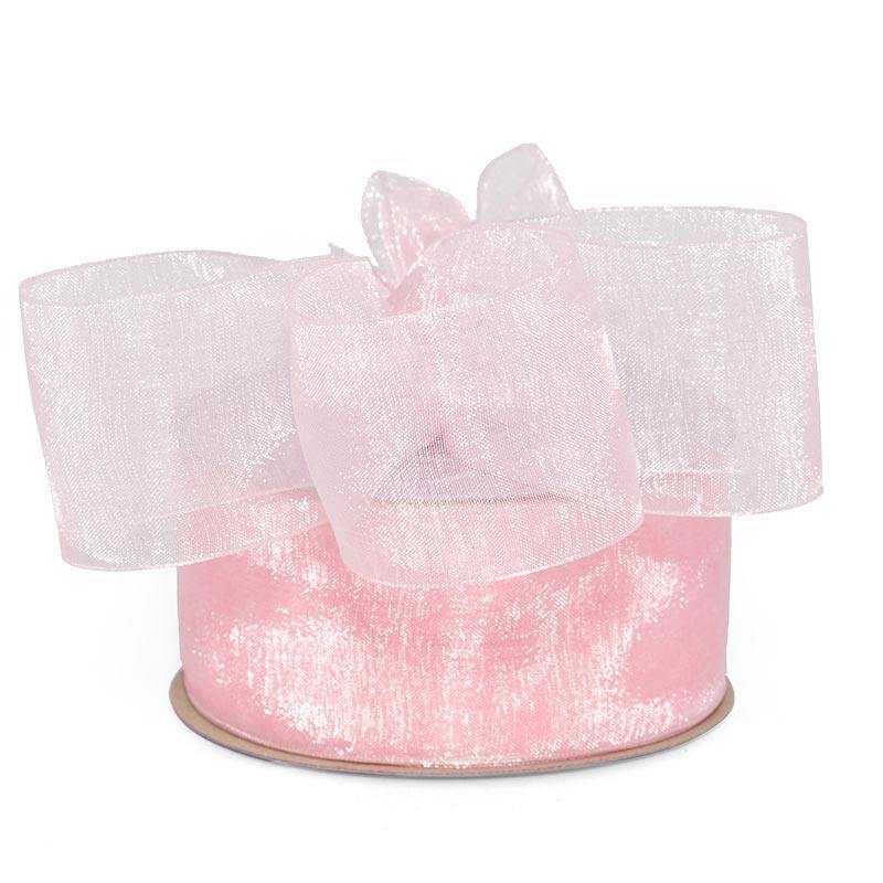 Shimmer Sheer Organza Ribbon – Baby Pink, 1 1/2" x 100 Yards (1 Roll)