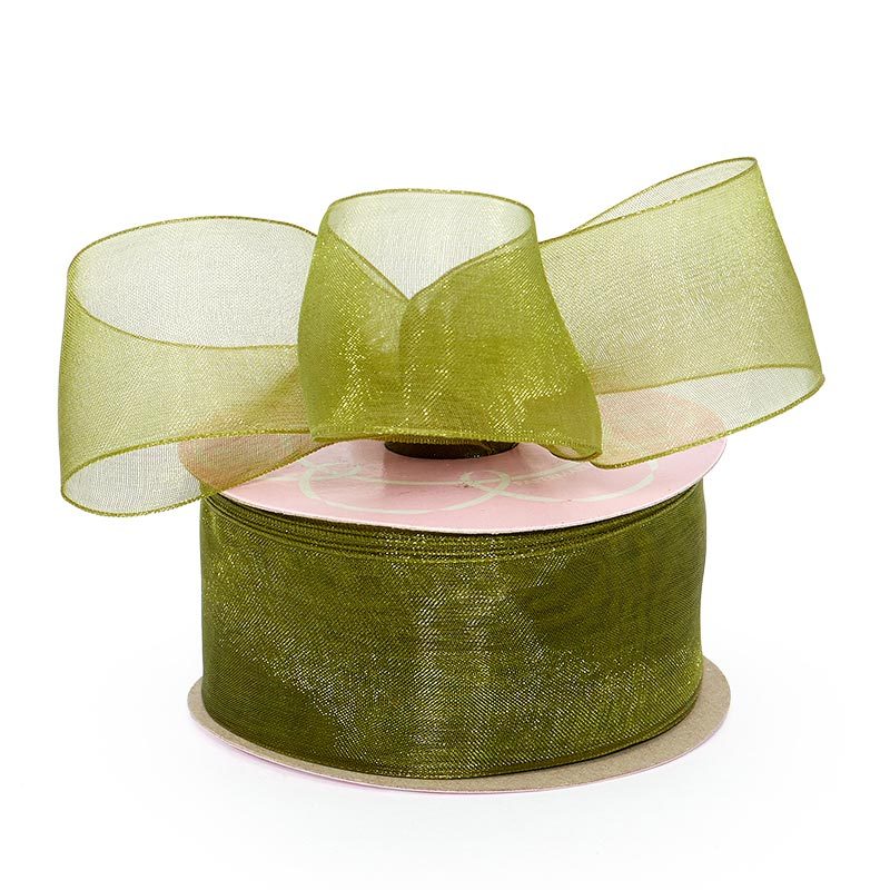 Shimmer Sheer Organza Ribbon – Old Willow, 2 1/2" x 25 Yards (1 Roll)