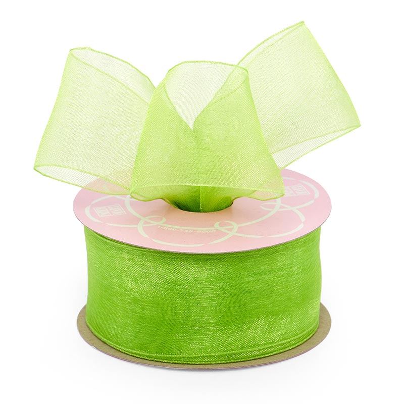 Shimmer Sheer Organza Ribbon – Lime, 1 1/2" x 100 Yards (1 Roll)