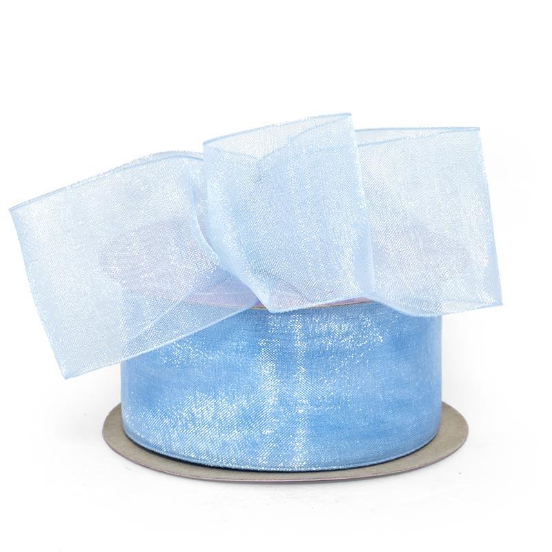 Shimmer Sheer Organza Ribbon – Light Blue, 1 1/2" x 100 Yards (1 Roll)