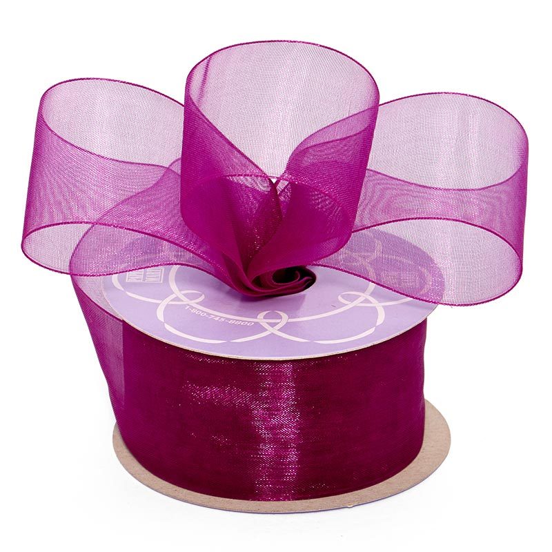 Shimmer Sheer Organza Ribbon – Plum, 1 1/2" x 100 Yards (1 Roll)