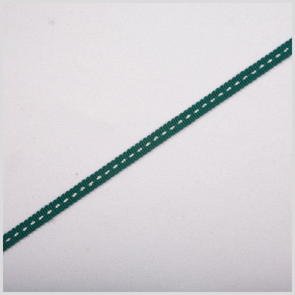 1/8" Dark Green Stitched Grosgrain Ribbon