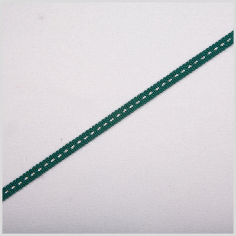 1/8" Dark Green Stitched Grosgrain Ribbon