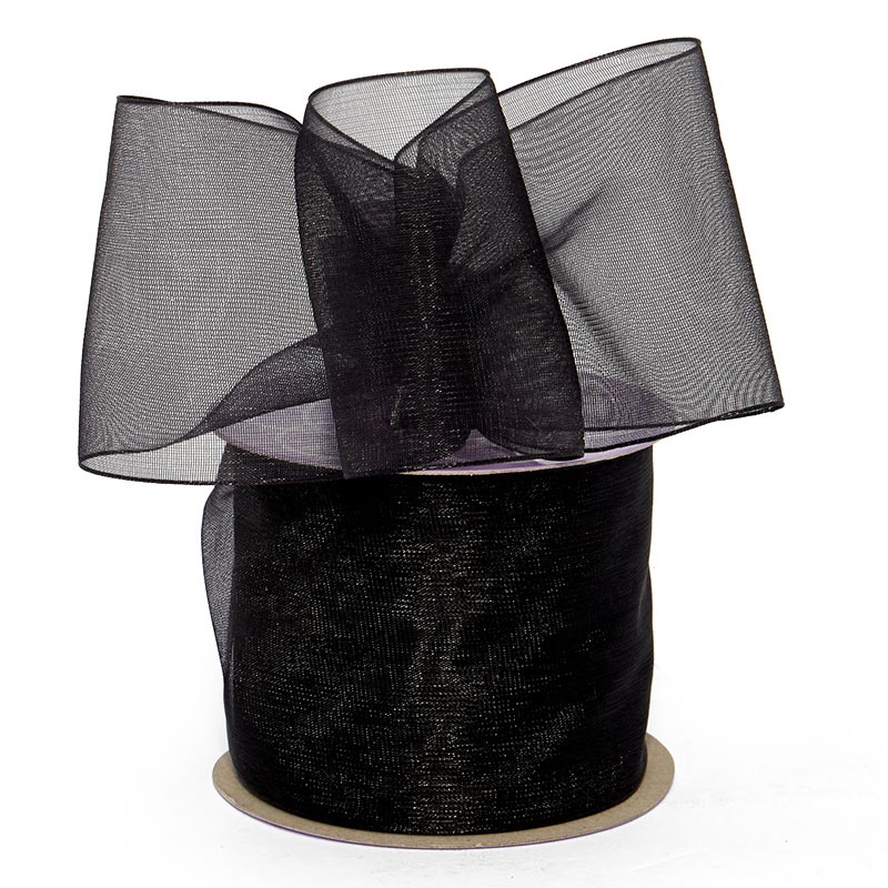 Shimmer Sheer Organza Ribbon – Black, 3/8" x 25 Yards (1 Roll)