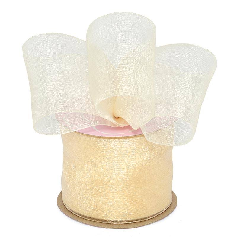 Shimmer Sheer Organza Ribbon – Ivory, 1/4" x 25 Yards (1 Roll)