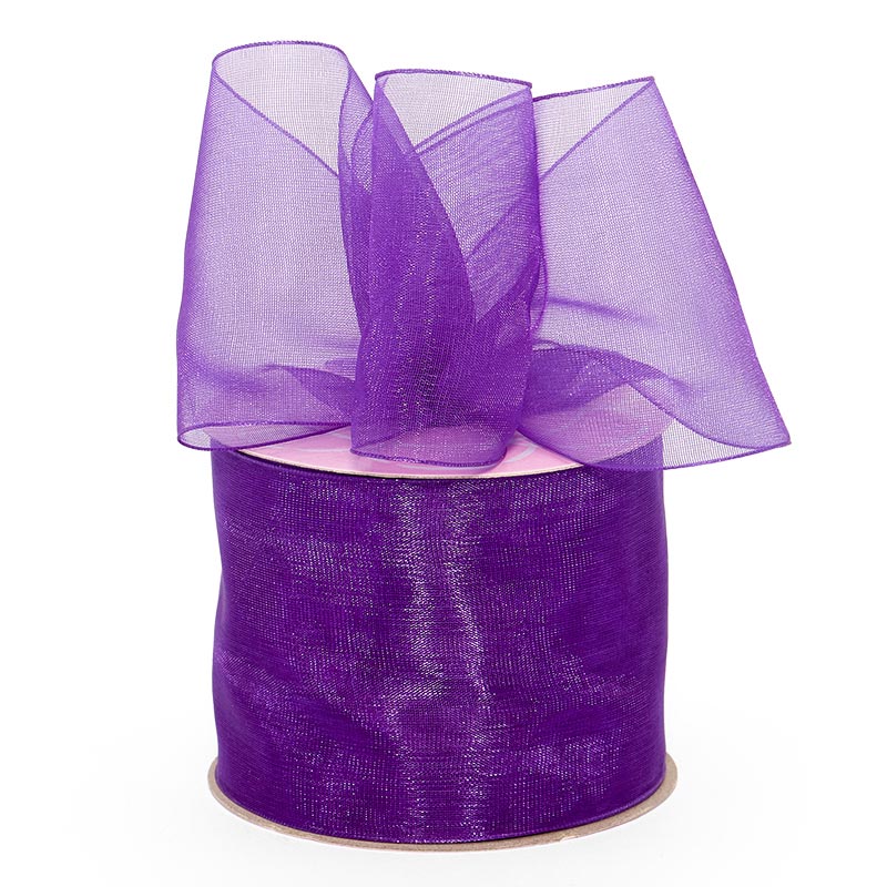 Shimmer Sheer Organza Ribbon – Purple, 2 1/2" x 25 Yards (1 Roll)