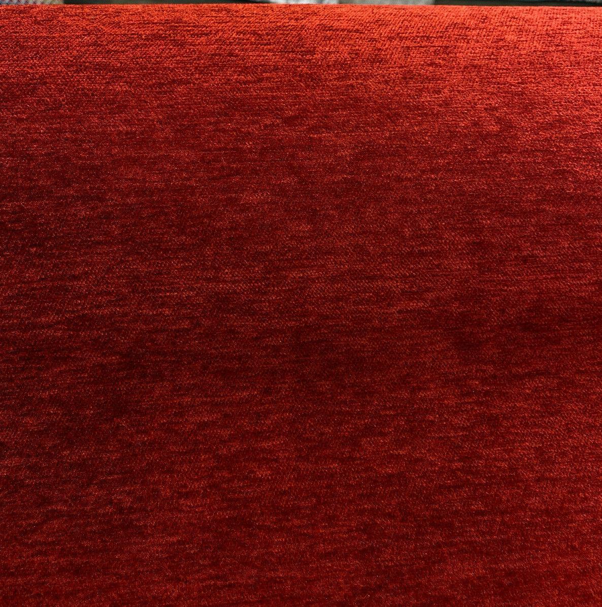 Barcelona Red Cinnabar Soft Chenille Upholstery Fabric - Solid Red Maroon, 56" Width (1 Yard)