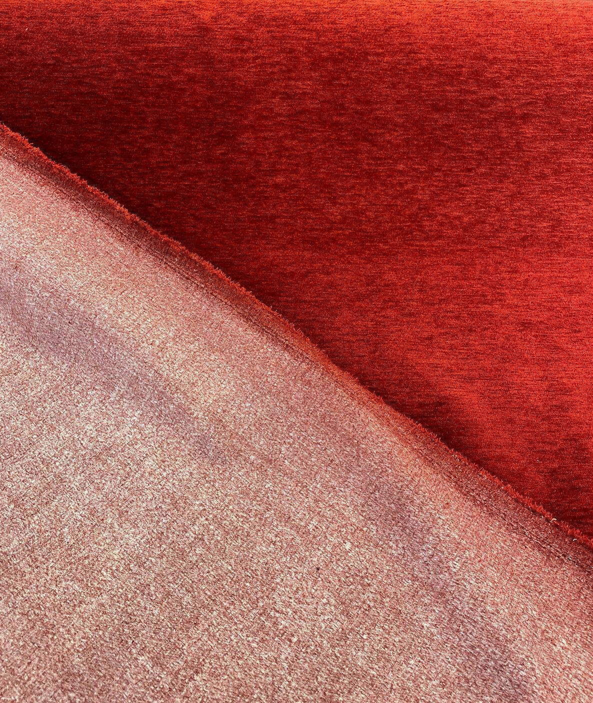 Barcelona Red Cinnabar Soft Chenille Upholstery Fabric - Solid Red Maroon, 56" Width (1 Yard)
