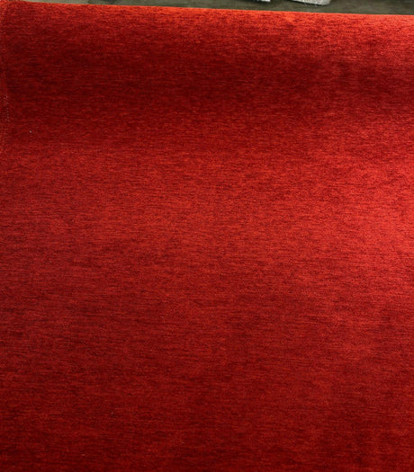 Barcelona Red Cinnabar Soft Chenille Upholstery Fabric - Solid Red Maroon, 56" Width (1 Yard)