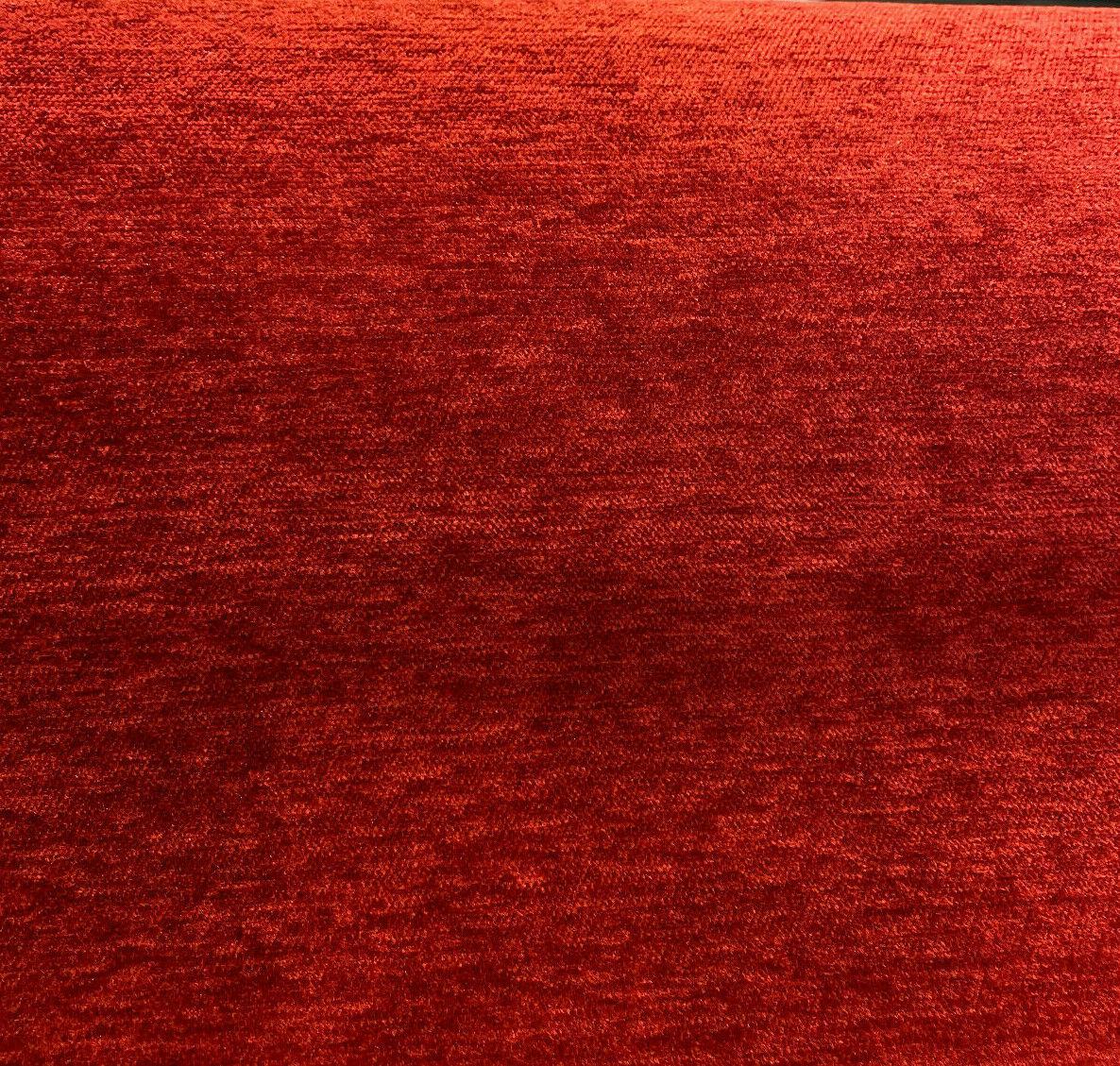 Barcelona Red Cinnabar Soft Chenille Upholstery Fabric - Solid Red Maroon, 56" Width (1 Yard)