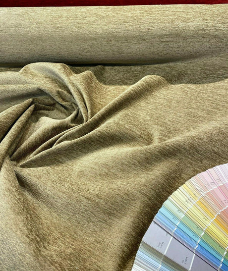 Barcelona Camel Tan Soft Chenille Upholstery Fabric - Camel Tan, Solid, 56" Width (1 Yard)