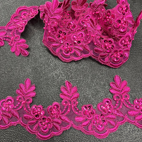 Beaded Corded Lace Trim
