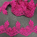1 yarda de encaje bordado con cuentas y cordones de 3" de ancho 100% poliéster para vestidos de novia y de noche