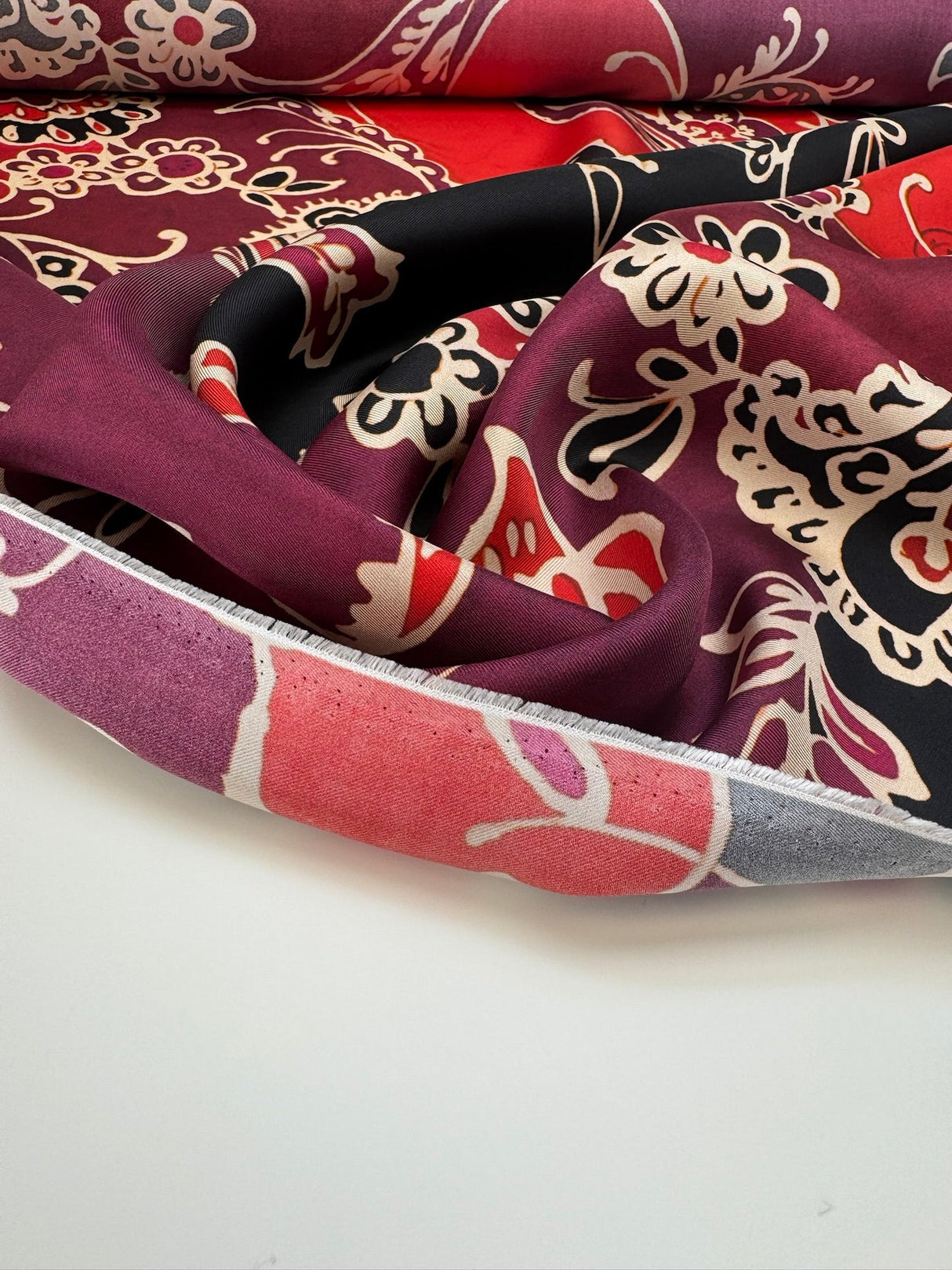 Silk Floral Fabric Multicolour Italian