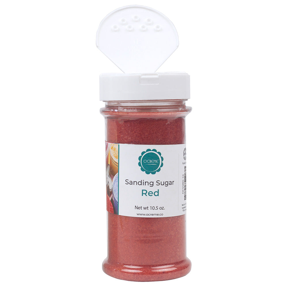 O'Creme Red Sanding Sugar, 10.5 oz.