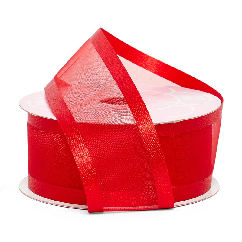 Satin Edged Arabesque Ribbon 3/8 '' X 25 yd Red Color 1 / roll