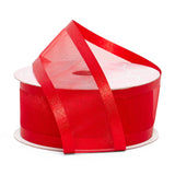 Satin Edged Arabesque Ribbon 3/8 '' X 25 yd Red Color 1 / roll